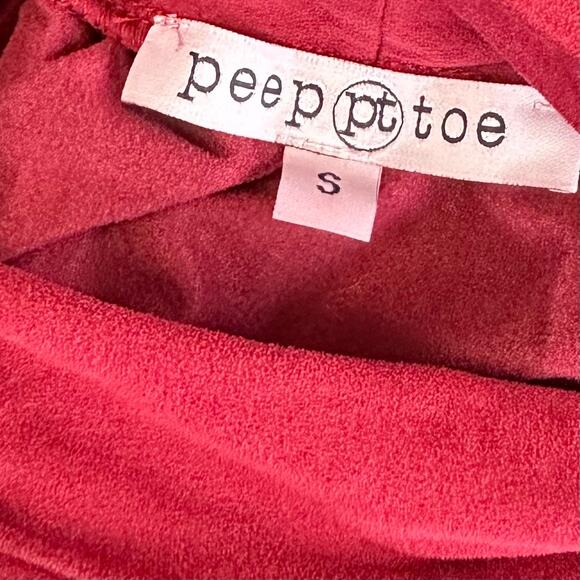 Peep Toe Suede Red Maroon Mini Dress Size S Sleeveless Party - Picture 5 of 5